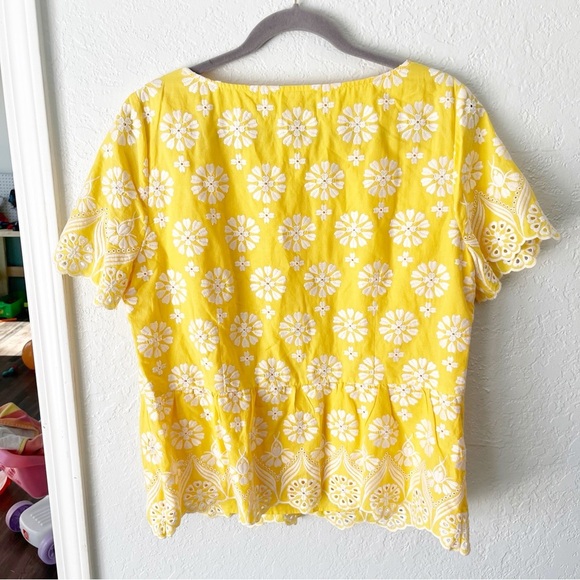 Talbots Top Women's XL Embellished Border Peplum Embroidered Coastal Preppy - Picture 2 of 8